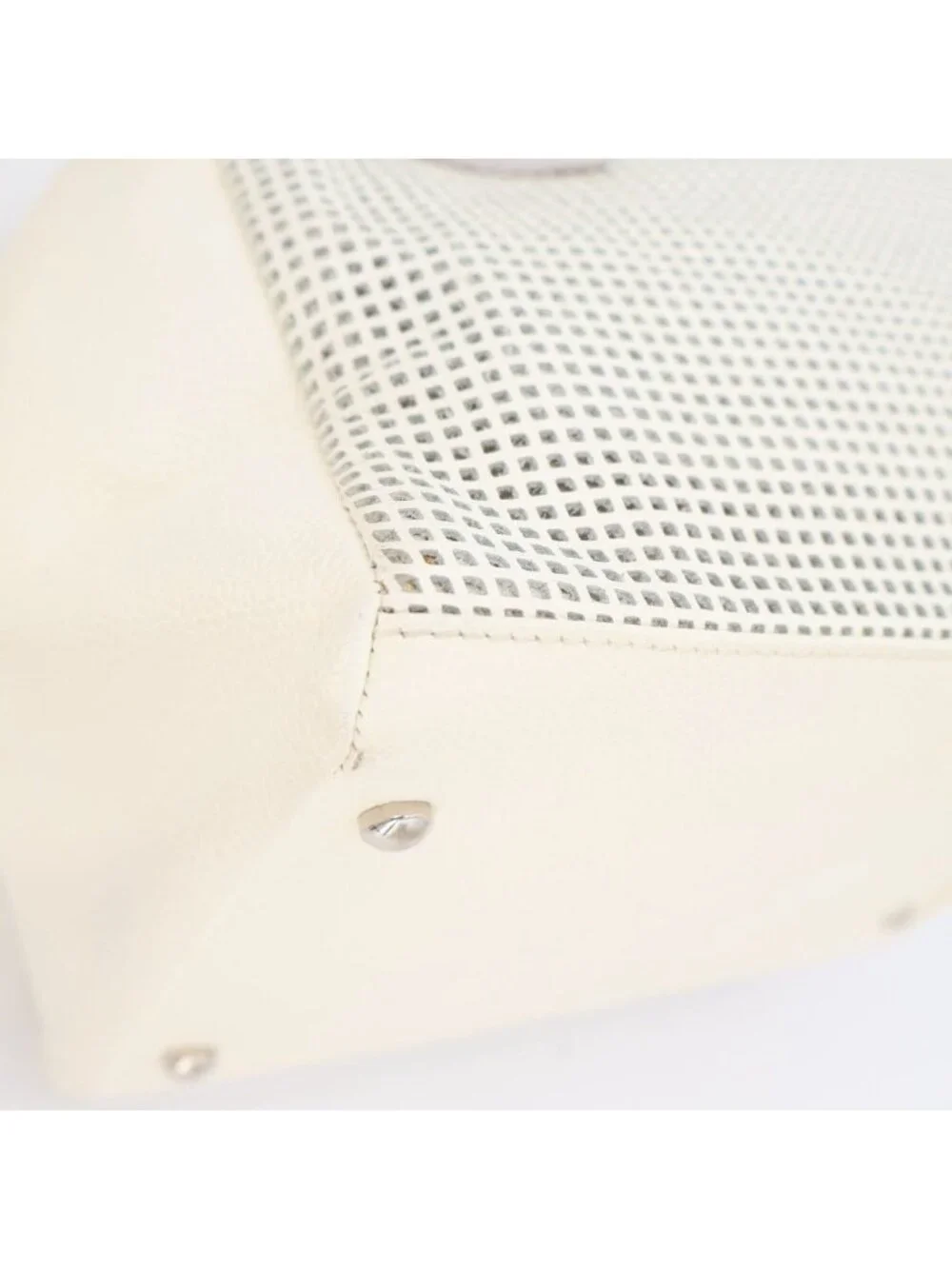 Chanel Perforated Handbag White Mini